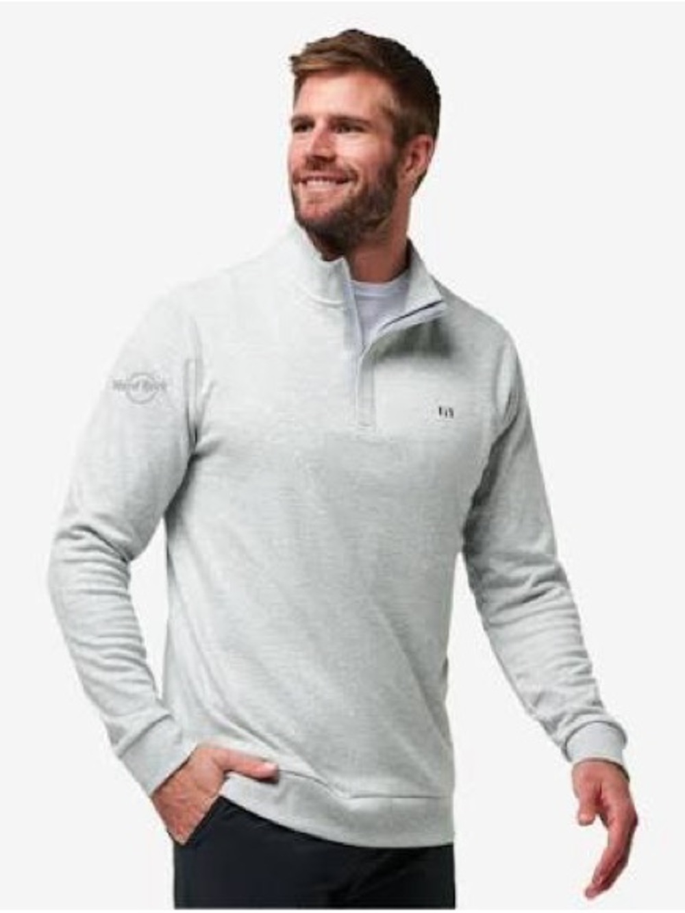 Travis Mathew Light Gray Quarter-Zip Pullover Sweater